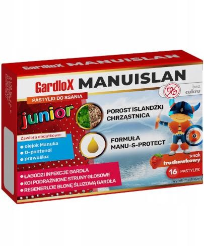 podgląd produktu Gardlox Manuislan Junior pastylki do ssania o smaku truskawkowym 16 pastylek