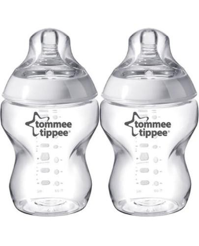 podgląd produktu Tommee Tippee Closer To Nature butelka do karmienia ze smoczkiem o wolnym przepływie 0m+ bezbarwna 2 x 260 ml [42252075]