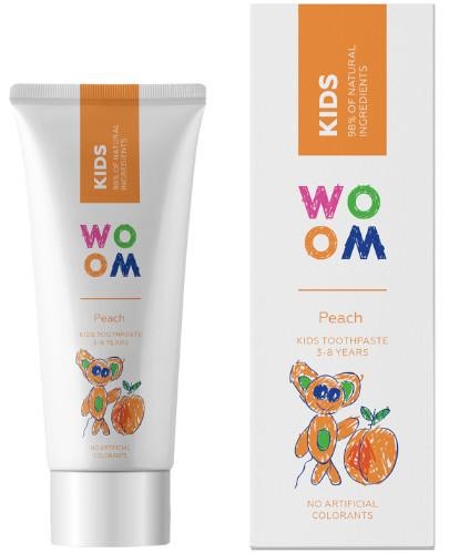 podgląd produktu Woom Kids Peach pasta do zębów dla dzieci o smaku brzoskwiniowym 50 ml 