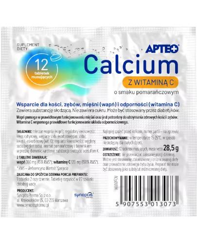 Apteo Calcium w folii z witaminą C smak pomarańczowy 12 tabletek musujących 