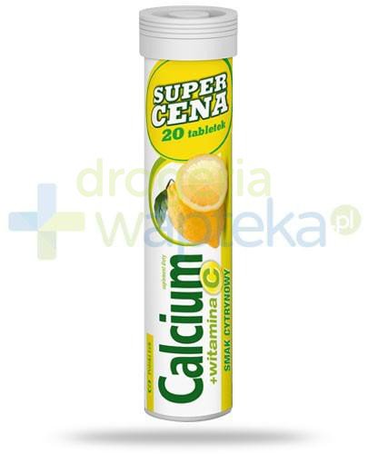 Calcium 300mg + witamina C 60mg smak cytrynow 20 tabletek musujących Polski Lek 