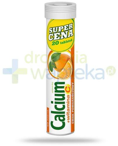 Calcium 300mg + witamina C 60mg smak pomarańczowy 20 tabletek musujących Polski Lek 