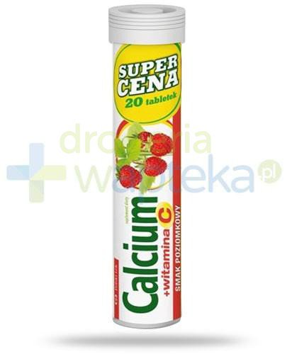 Calcium 300mg + witamina C 60mg smak poziomkowy 20 tabletek Polski Lek 