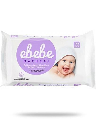 eBebe Natural delikatne chusteczki nawilżane dla dzieci i niemowląt 72 sztuki