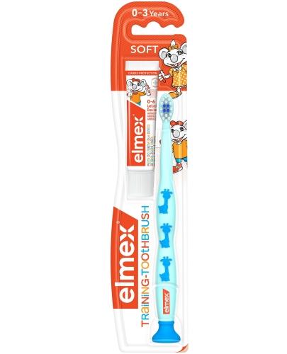 podgląd produktu Elmex szczoteczka miękka do zębów dla dzieci 0-3 lat 1 sztuka + pasta do zębów 12 ml [ZESTAW]