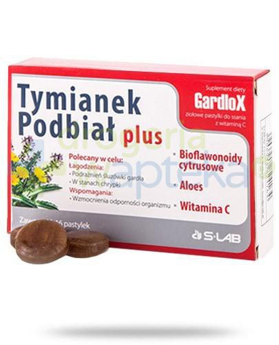 Gardlox Tymianek i Podbiał Plus ziołowe pastylki z witaminą C 16 sztuk