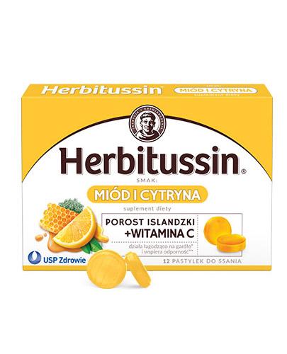 podgląd produktu Herbitussin Miód i Cytryna porost islandzki + witamina C 12 pastylek do ssania