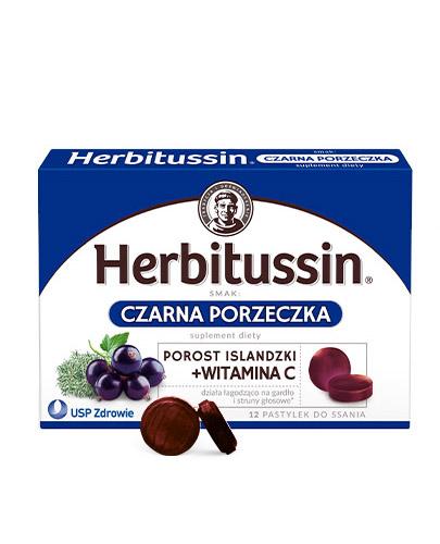 Herbitussin Porost Islandzki + witamina C czarna porzeczka 12 pastylek do ssania  