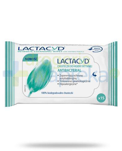 podgląd produktu Lactacyd Antibacterial chusteczki do higieny intymnej 15 sztuk
