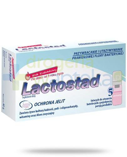 podgląd produktu Lactostad ochrona jelit dla dzieci płyn truskawkowy 5x 7 ml 