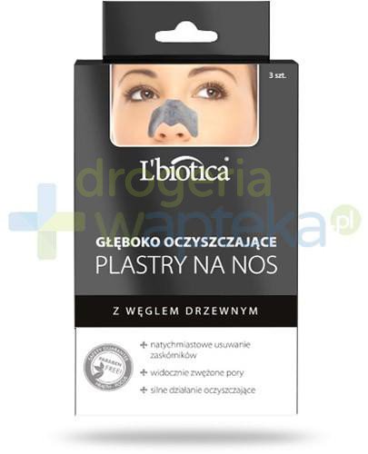 Lbiotica głęboko oczyszczające plastry na nos z węglem drzewnym 3 sztuki