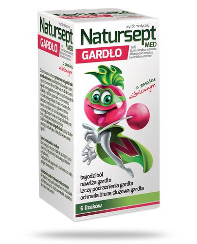 podgląd produktu NaturSept Med Gardło lizaki o smaku wiśniowym 6 sztuk