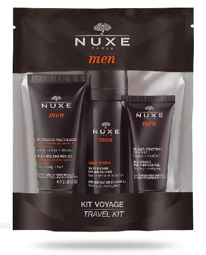 podgląd produktu Nuxe Men Travel Kit, żel pod prysznic 30 ml + żel do golenia 35 ml + nawilżający żel do twarzy 15 ml [ZESTAW]