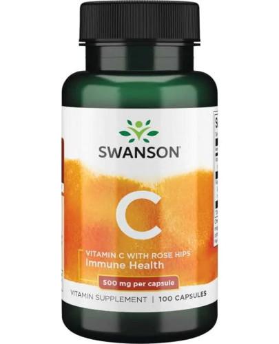 podgląd produktu Swanson Witamina C 500 mg z dziką różą 100 kapsułek