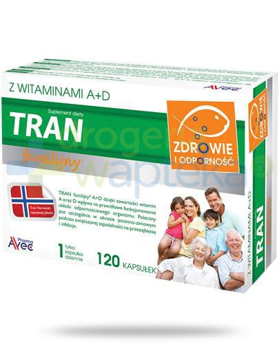 podgląd produktu Tran familijny z witaminami A+D 120 kapsułek