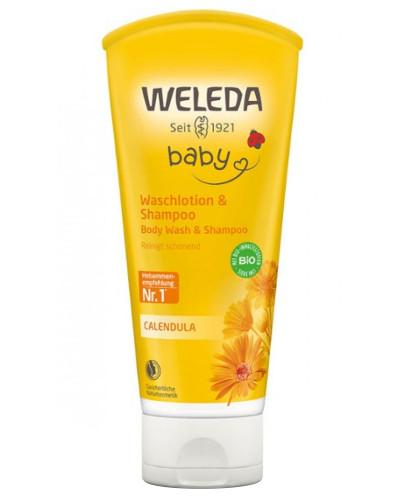 podgląd produktu Weleda Baby Calendula szampon i płyn do mycia ciała dla niemowląt z nagietkiem lekarskim 200 ml
