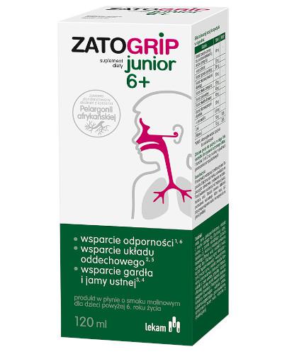 podgląd produktu Zatogrip Junior 6+ syrop o smku malinowym dla dzieci 120 ml