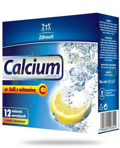 Zdrovit Calcium w folii z witaminą C o smaku cytrynowym 12 tabletek